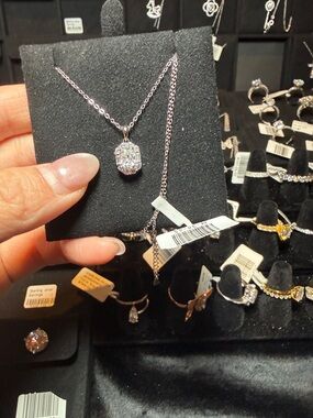 Sterling Silver Moissanite Pendant Necklace in Silver